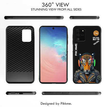 Pikkme Back Cover Pc Tpu + Printed Cool Funky Stylish Black Tiger Swag Raised Edges Camera Protection |Bumper Case For Samsung Galaxy S10 Lite (Design 06)