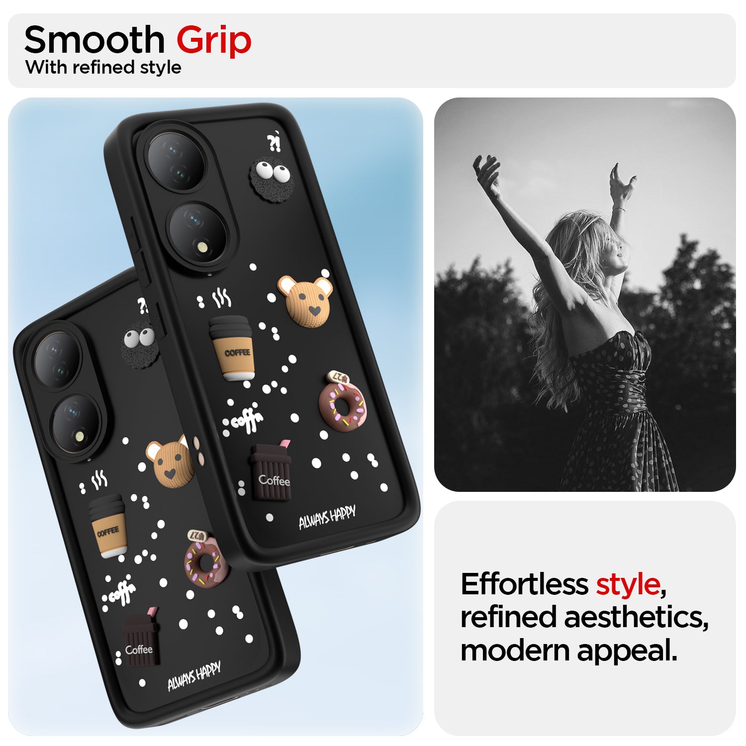 Pikkme Vivo Y100 5G Cute Fun Cartoon 3D Bear Coffee Back Cover (Black)
