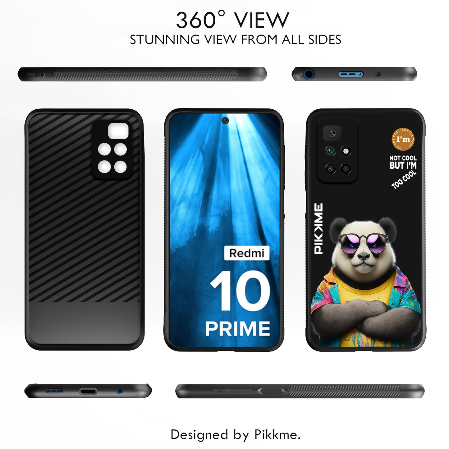 Pikkme Back Cover Pc Tpu + Printed Cool Funky Stylish Black Panda Swag Raised Edges Camera Protection |Bumper Case For Redmi 10 Prime (Design 05)