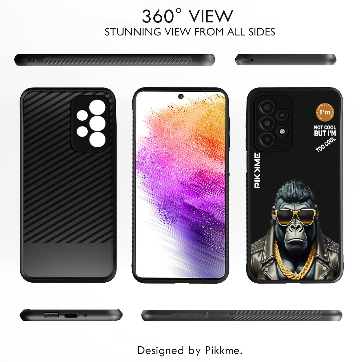 Pikkme Back Cover Pc Tpu + Printed Cool Funky Stylish Black Gorilla Swag Raised Edges Camera Protection |Bumper Case For Samsung Galaxy A73 5G (Design 07)