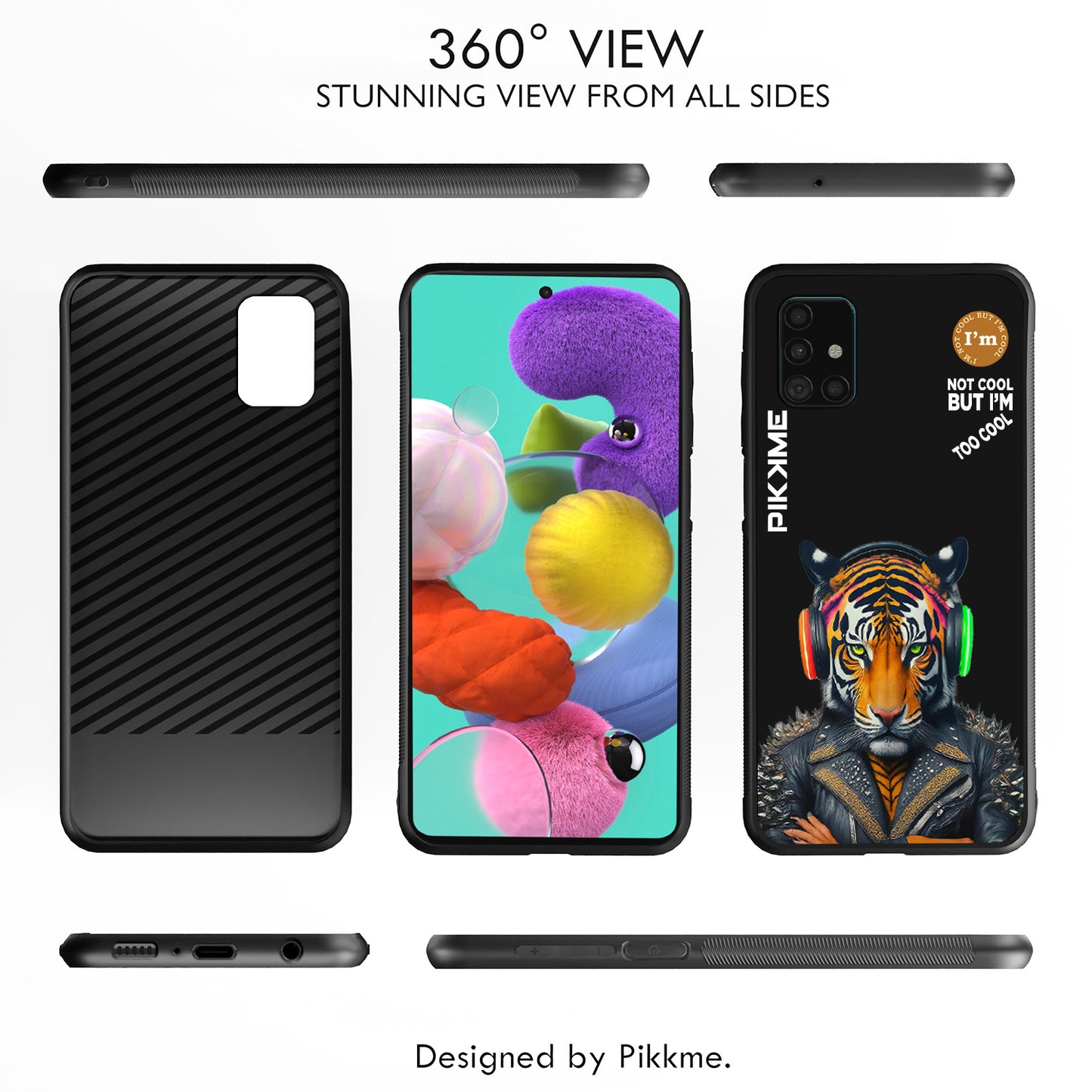 Pikkme Back Cover Pc Tpu + Printed Cool Funky Stylish Black Tiger Swag Raised Edges Camera Protection |Bumper Case For Samsung Galaxy A51 (Design 06)