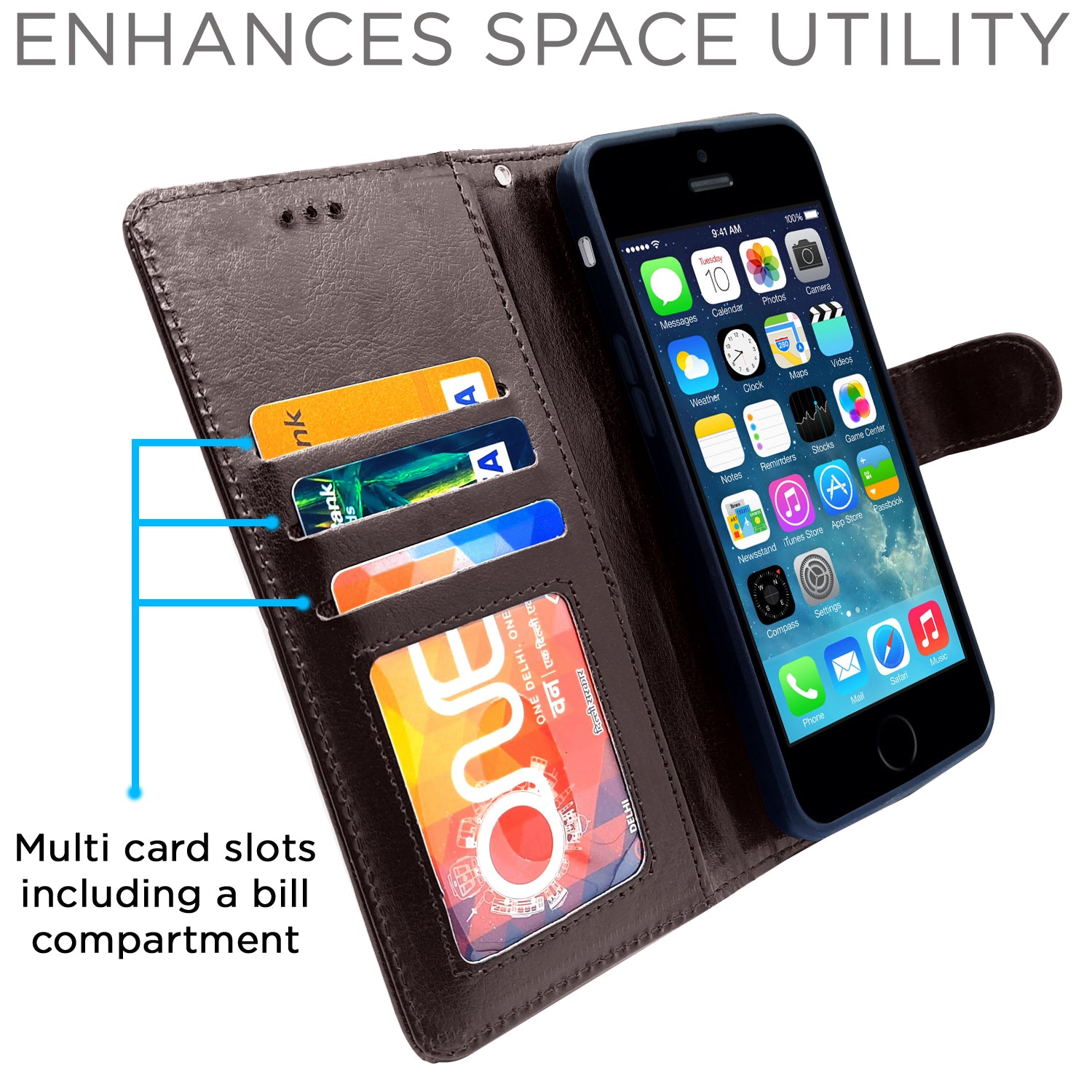 Pikkme iPhone 5 / 5s / Se Vintage Flip Cover (Coffee)