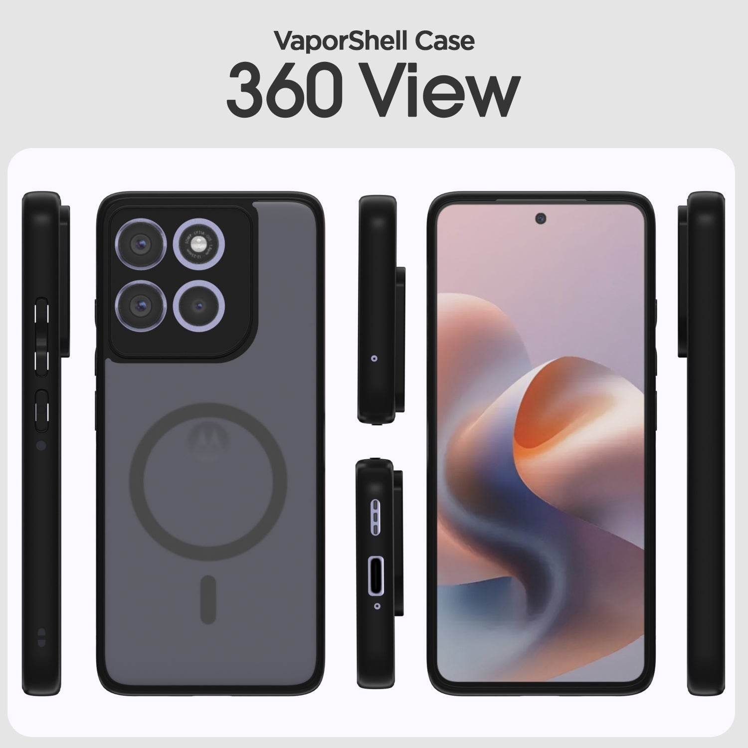 Pikkme Motorola Moto G86 Power 5G Eagle 2 Mag-Safe Smoke Shockproof Hard Transparent Back Cover (Black)