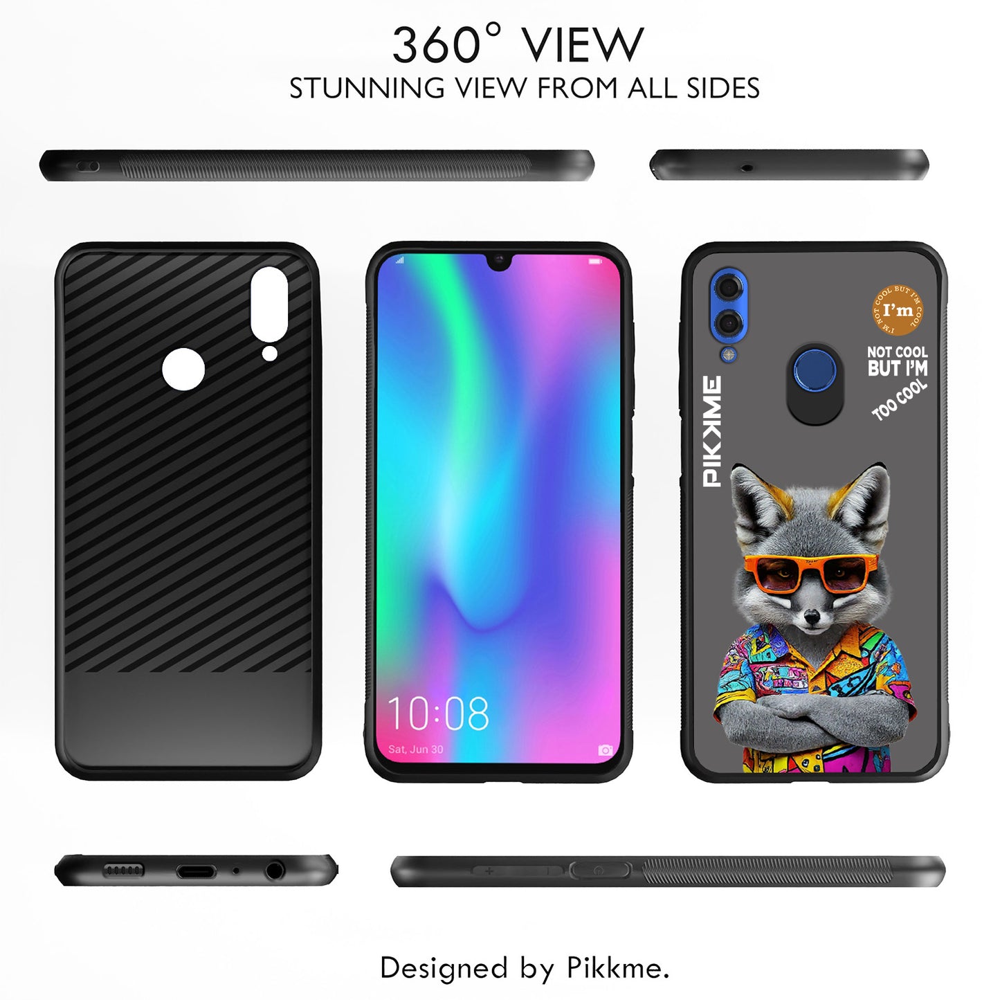 Pikkme Back Cover Pc Tpu + Printed Cool Funky Stylish Grey Wolf Swag Raised Edges Camera Protection |Bumper Case For Honor 10 Lite (Design 01)