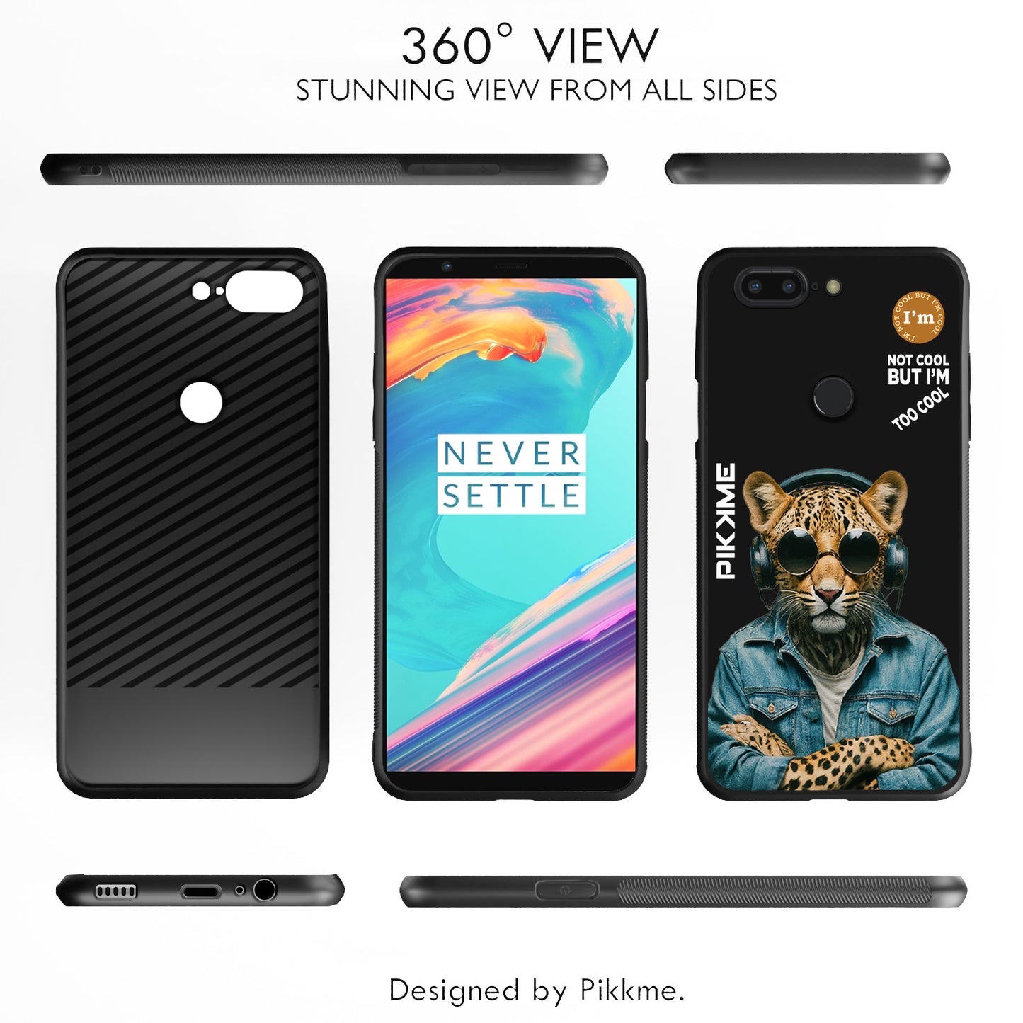 Pikkme Back Cover Pc Tpu + Printed Cool Funky Stylish Black Leopard Swag Raised Edges Camera Protection |Bumper Case For OnePlus 5T (Design 04)