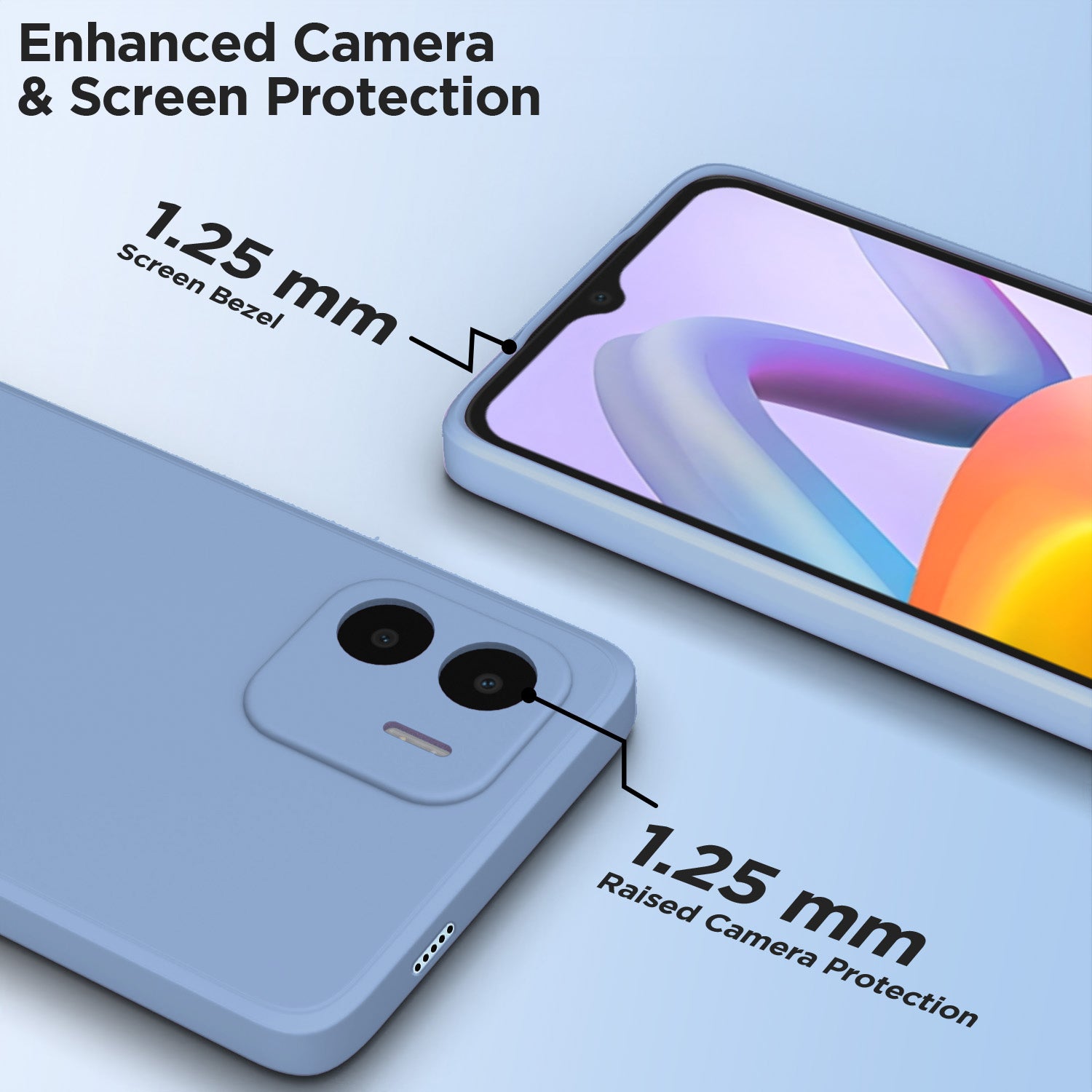 Pikkme Redmi A1 / Redmi A2 Soft Matte Liquid Silicone Back Cover (Aqua Blue)