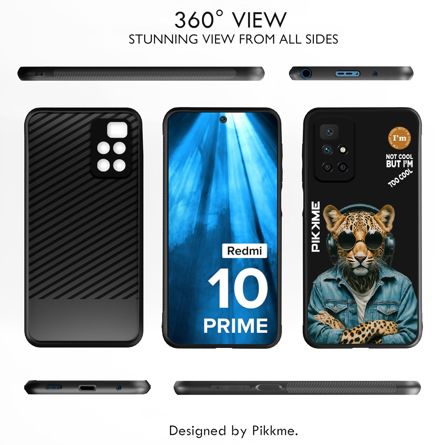 Pikkme Back Cover Pc Tpu + Printed Cool Funky Stylish Black Leopard Swag Raised Edges Camera Protection |Bumper Case For Redmi 10 Prime (Design 04)