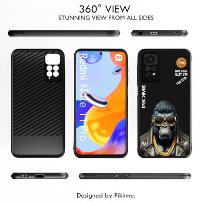 Pikkme Back Cover Pc Tpu + Printed Cool Funky Stylish Black Gorilla Swag Raised Edges Camera Protection |Bumper Case For Redmi Note 11 Pro (Design 07)