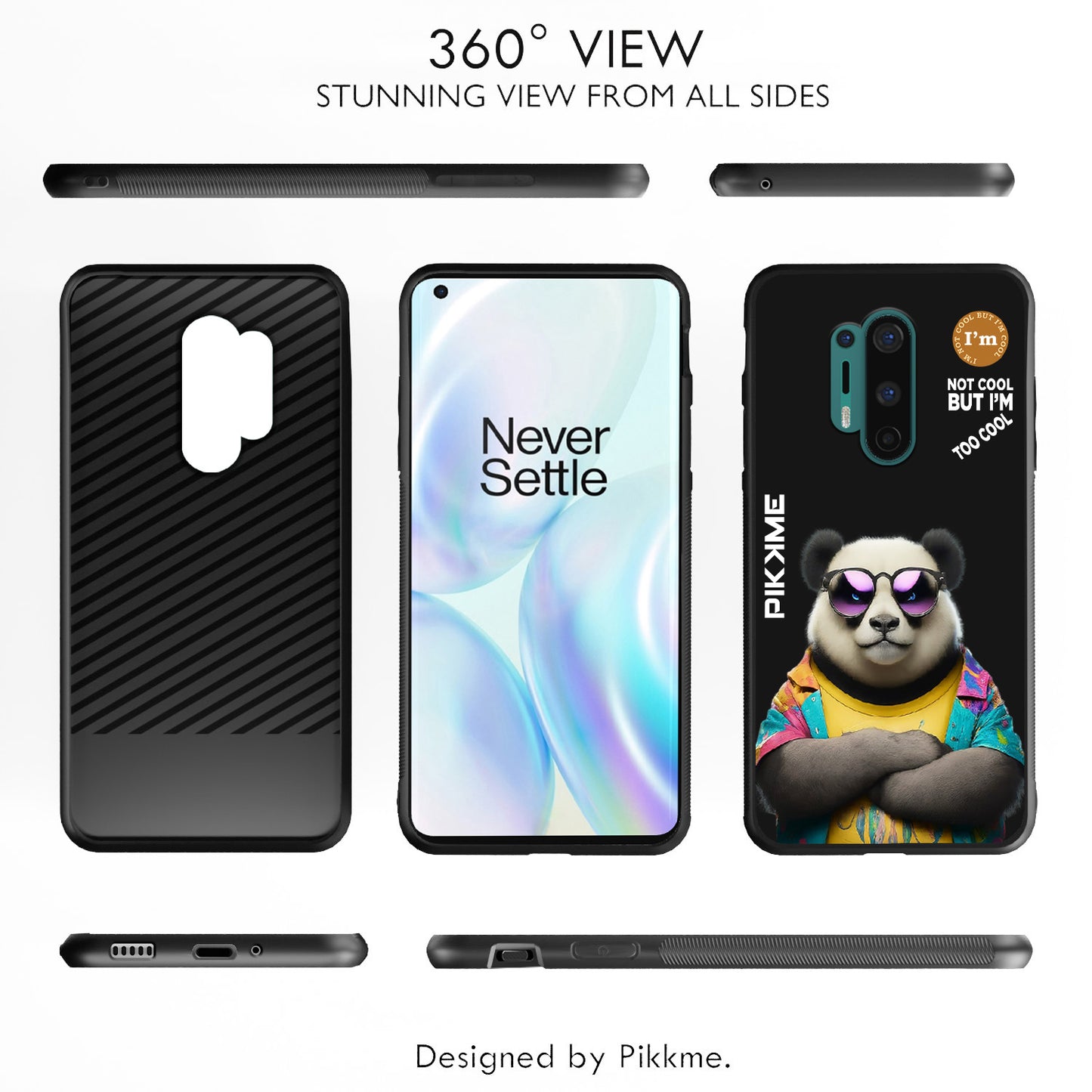 Pikkme Back Cover Pc Tpu + Printed Cool Funky Stylish Black Panda Swag Raised Edges Camera Protection |Bumper Case For OnePlus 8 Pro (Design 05)