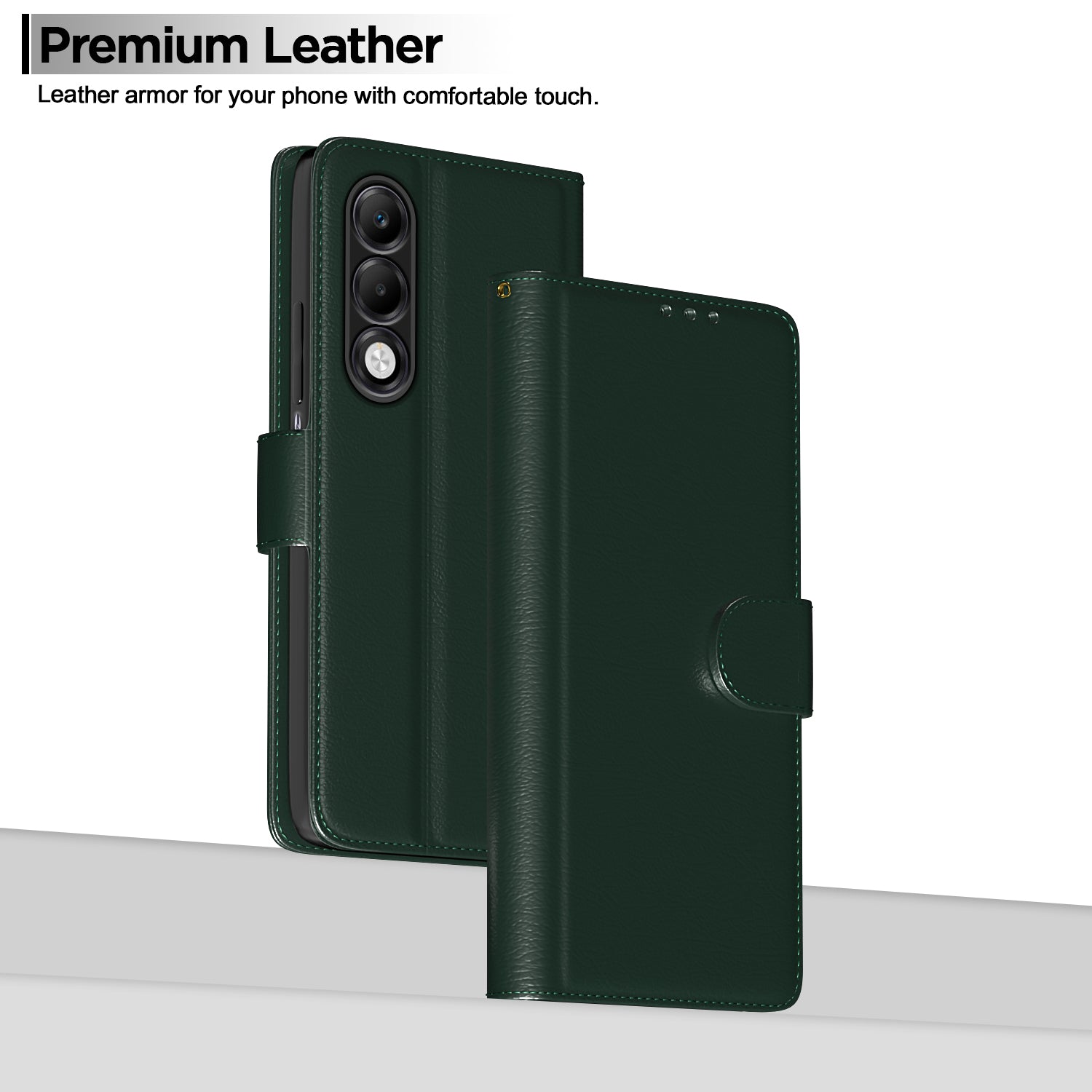 Pikkme Oppo K13x 5G Premium Leather Finish Vintage Flip Cover (Green)