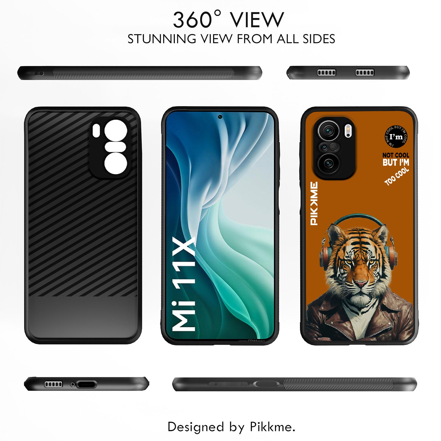 Pikkme Back Cover Pc Tpu + Printed Cool Funky Stylish Brown Tiger Swag Raised Edges Camera Protection |Bumper Case For Xiaomi 11X (Design 09)