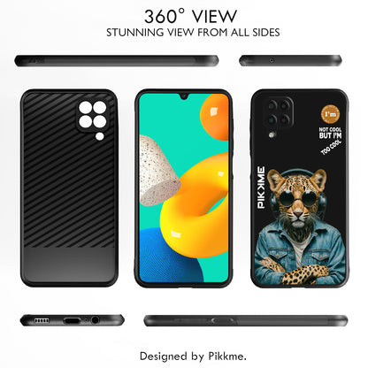 Pikkme Back Cover Pc Tpu + Printed Cool Funky Stylish Black Leopard Swag Raised Edges Camera Protection |Bumper Case For Samsung Galaxy M12 (Design 04)