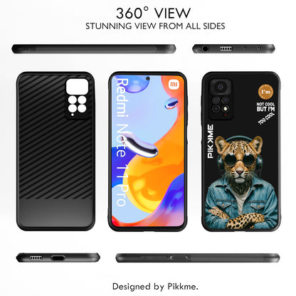 Pikkme Back Cover Pc Tpu + Printed Cool Funky Stylish Black Leopard Swag Raised Edges Camera Protection |Bumper Case For Redmi Note 11 Pro (Design 04)