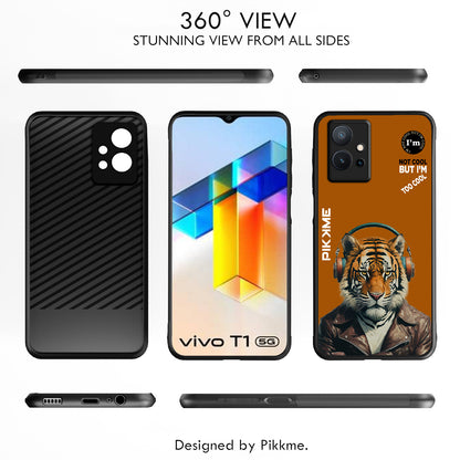 Pikkme Back Cover Pc Tpu + Printed Cool Funky Stylish Brown Tiger Swag Raised Edges Camera Protection |Bumper Case For Vivo T1 5G (Design 09)