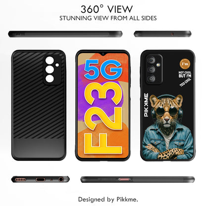 Pikkme Back Cover Pc Tpu + Printed Cool Funky Stylish Black Leopard Swag Raised Edges Camera Protection |Bumper Case For Samsung Galaxy F23 5G (Design 04)