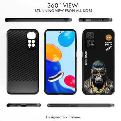 Pikkme Back Cover Pc Tpu + Printed Cool Funky Stylish Black Gorilla Swag Raised Edges Camera Protection |Bumper Case For Redmi Note 11 (Design 07)