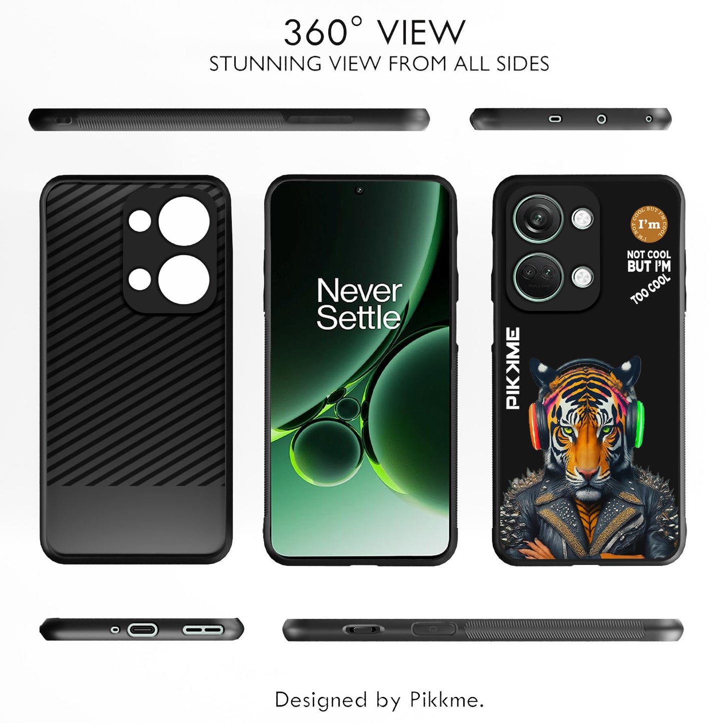 Pikkme Back Cover Pc Tpu + Printed Cool Funky Stylish Black Tiger Swag Raised Edges Camera Protection |Bumper Case For OnePlus Nord 3 5G (Design 06)