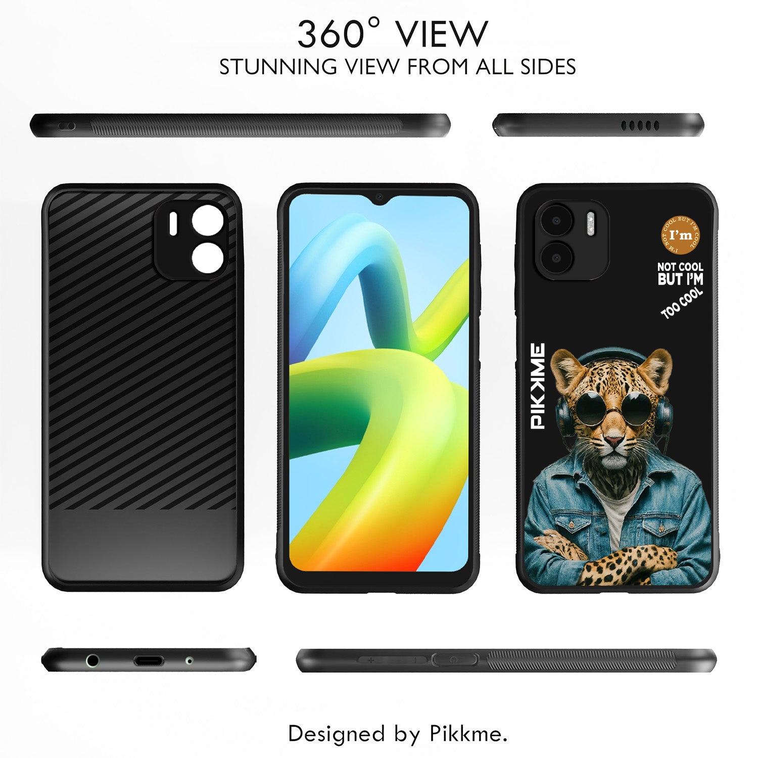 Pikkme Back Cover Pc Tpu + Printed Cool Funky Stylish Black Leopard Swag Raised Edges Camera Protection |Bumper Case For Redmi A1 (Design 04)