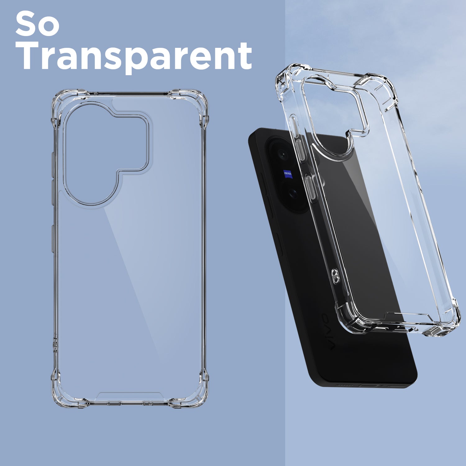 Pikkme Vivo V60 5G  PC + TPU Crystal Clear Transparent Back Cover (Transparent)