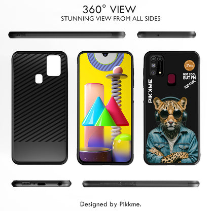 Pikkme Back Cover Pc Tpu + Printed Cool Funky Stylish Black Leopard Swag Raised Edges Camera Protection |Bumper Case For Samsung Galaxy M31 (Design 04)