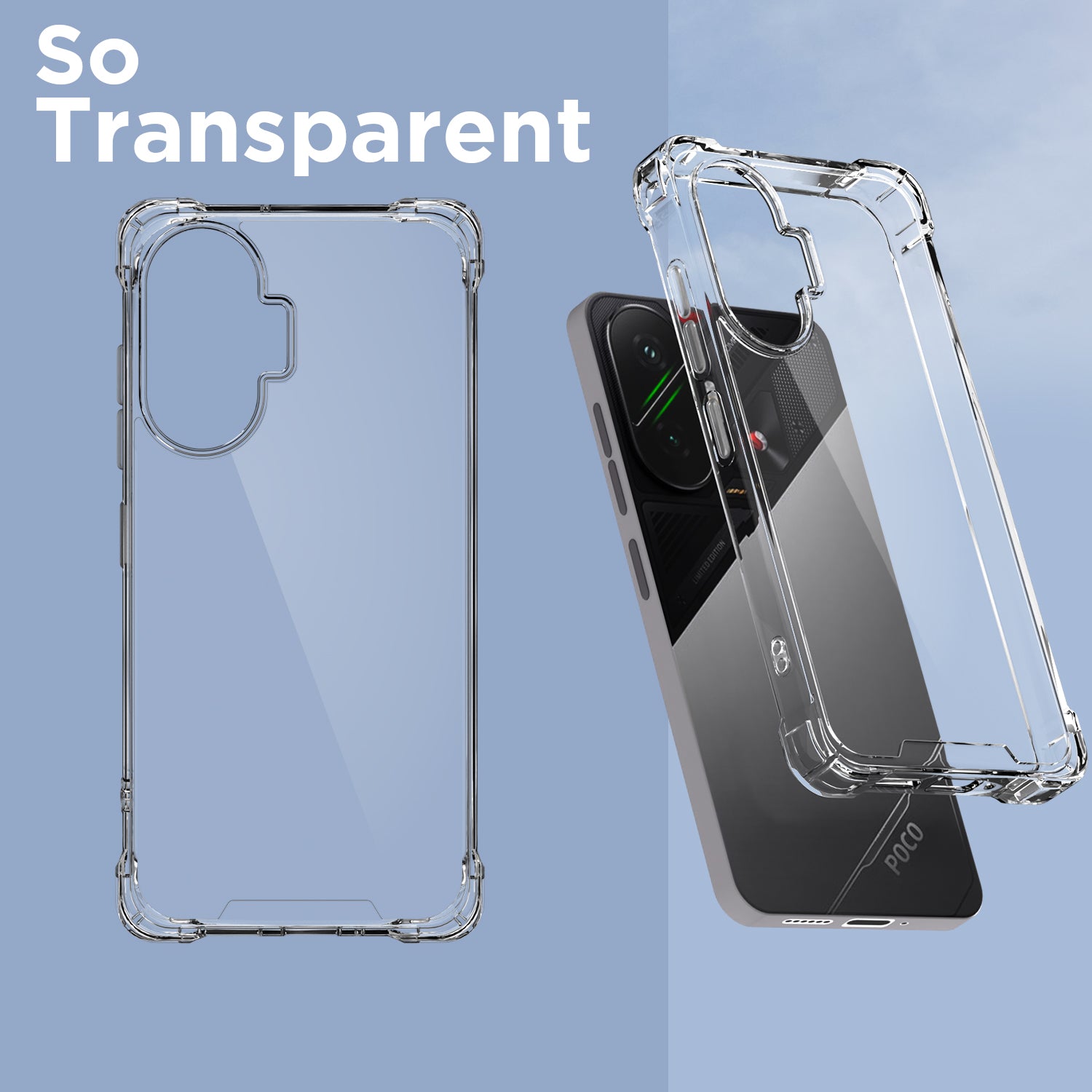 Pikkme Poco F7 5G PC + TPU Clear Transparent  Back Cover (Transparent)