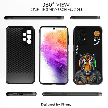 Pikkme Back Cover Pc Tpu + Printed Cool Funky Stylish Black Tiger Swag Raised Edges Camera Protection |Bumper Case For Samsung Galaxy A73 5G (Design 06)