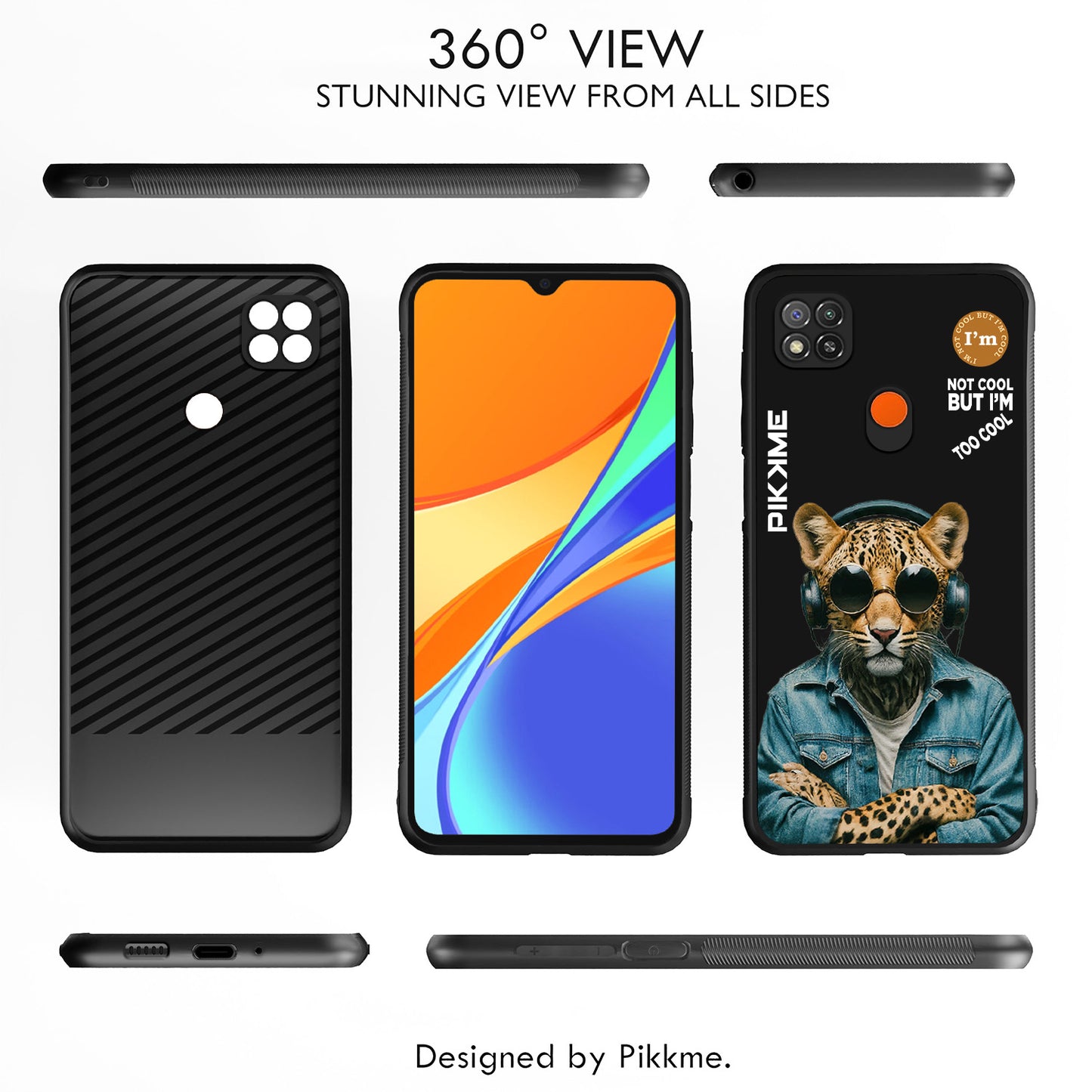 Pikkme Back Cover Pc Tpu + Printed Cool Funky Stylish Black Leopard Swag Raised Edges Camera Protection |Bumper Case For Redmi 9 (Design 04)