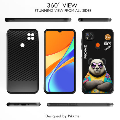 Pikkme Back Cover Pc Tpu + Printed Cool Funky Stylish Black Panda Swag Raised Edges Camera Protection |Bumper Case For Redmi 9 (Design 05)