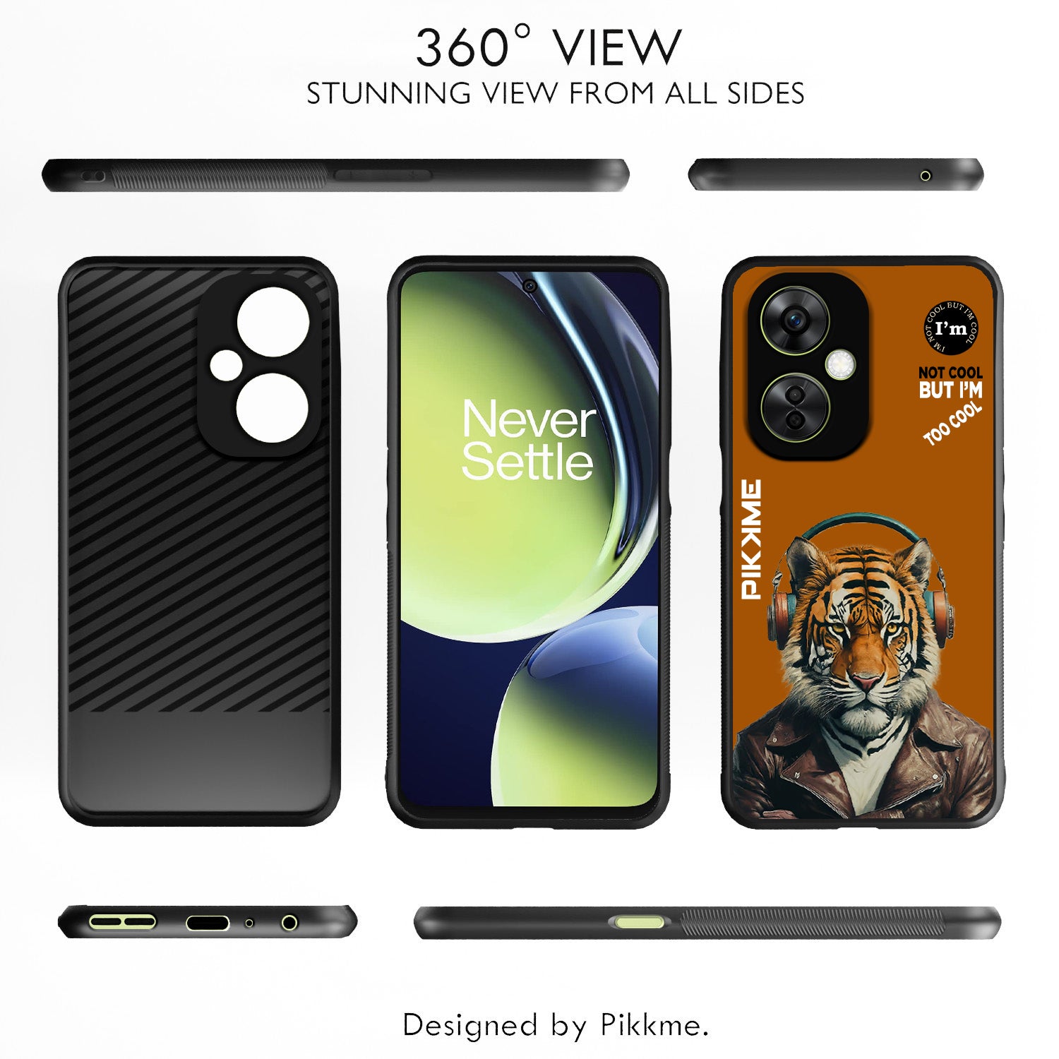 Pikkme Back Cover Pc Tpu + Printed Cool Funky Stylish Brown Tiger Swag Raised Edges Camera Protection |Bumper Case For OnePlus Nord Ce 3 Lite 5G