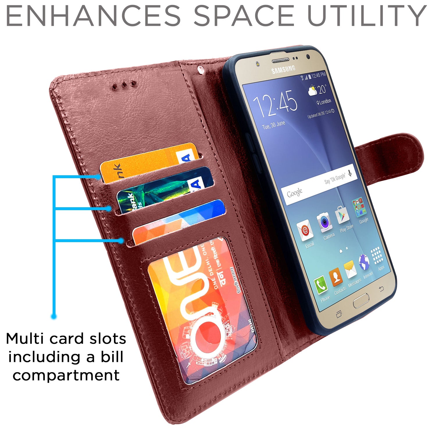 Pikkme Samsung Galaxy J7 2015 / J7 / J7 Nxt Flip Cover(Brown)