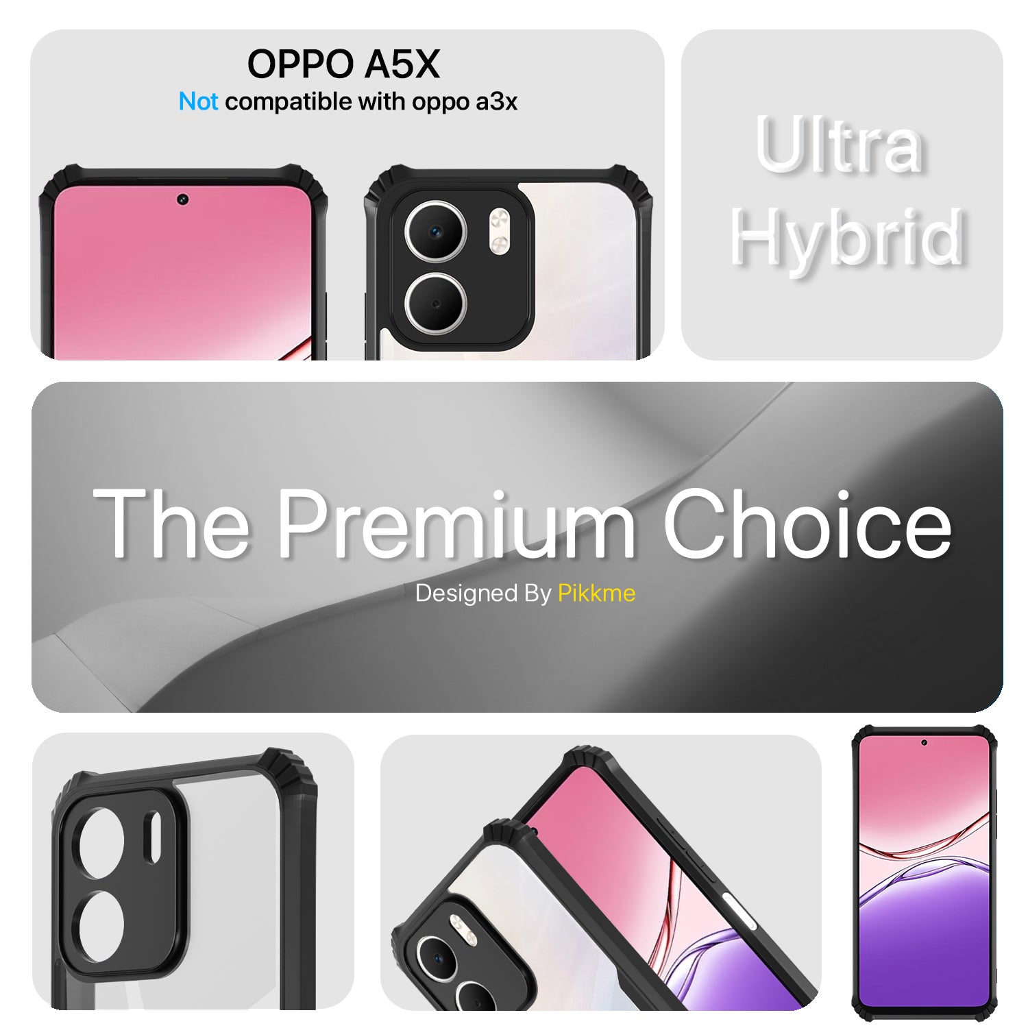 Pikkme Oppo A5x Eagle Crystal Clear Transparent Back Cover (Black)