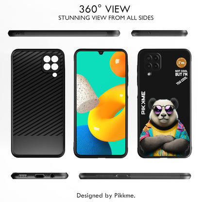 Pikkme Back Cover Pc Tpu + Printed Cool Funky Stylish Black Panda Swag Raised Edges Camera Protection |Bumper Case For Samsung Galaxy M12 (Design 05)