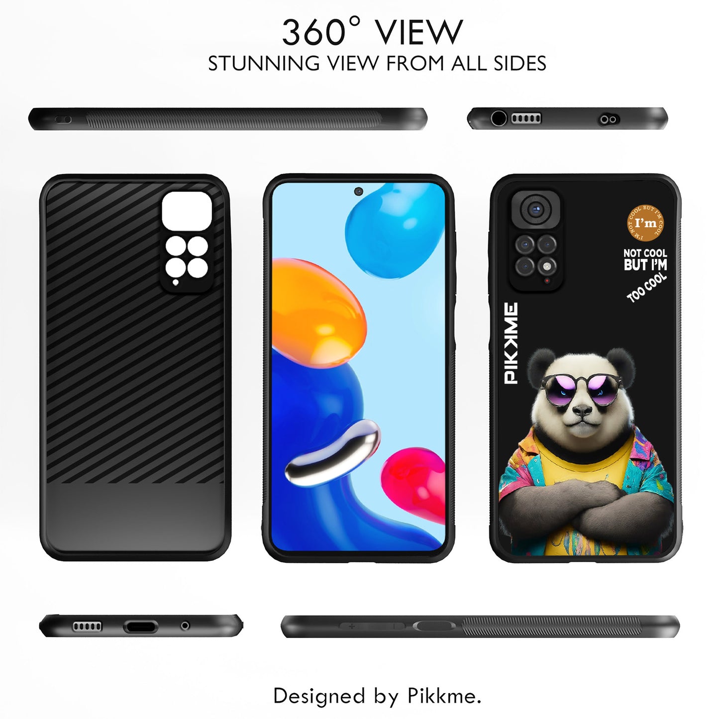 Pikkme Back Cover Pc Tpu + Printed Cool Funky Stylish Black Panda Swag Raised Edges Camera Protection |Bumper Case For Redmi Note 11 (Design 05)