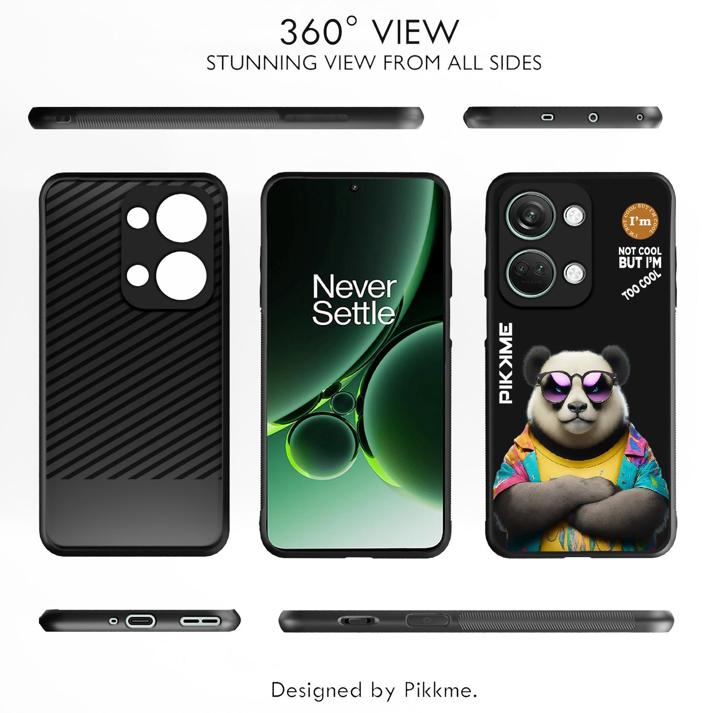 Pikkme Back Cover Pc Tpu + Printed Cool Funky Stylish Black Panda Swag Raised Edges Camera Protection |Bumper Case For OnePlus Nord 3 5G (Design 05)