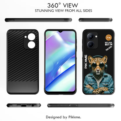 Pikkme Back Cover Pc Tpu + Printed Cool Funky Stylish Black Leopard Swag Raised Edges Camera Protection |Bumper Case For Realme C33 (Design 04)