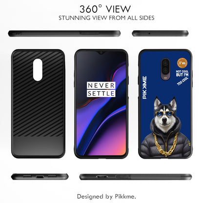 Pikkme Back Cover Pc Tpu + Printed Cool Funky Stylish Blue Dog Swag Raised Edges Camera Protection |Bumper Case For OnePlus 6T (Design 08)