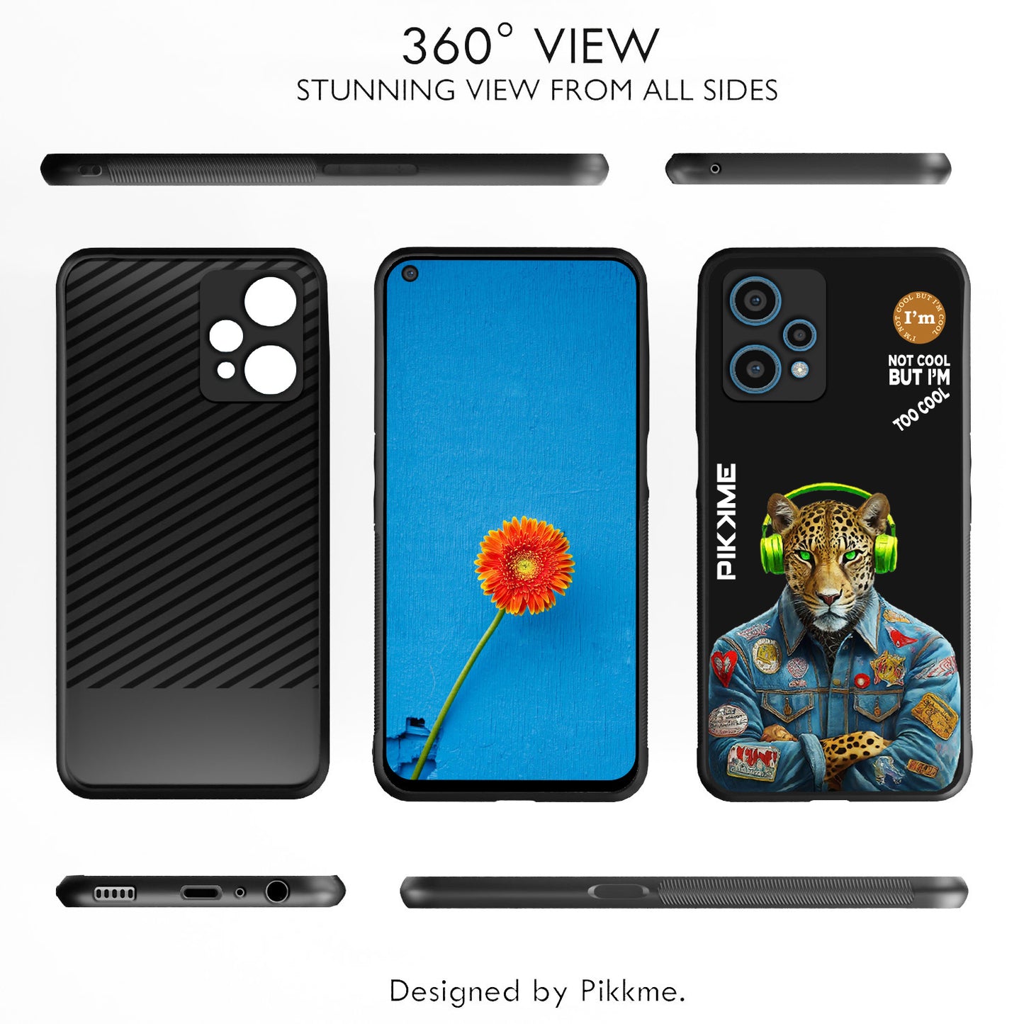 Pikkme Back Cover Pc Tpu + Printed Cool Funky Stylish Black Leopard Swag Raised Edges Camera Protection |Bumper Case For Realme 9 Pro (Design 03)