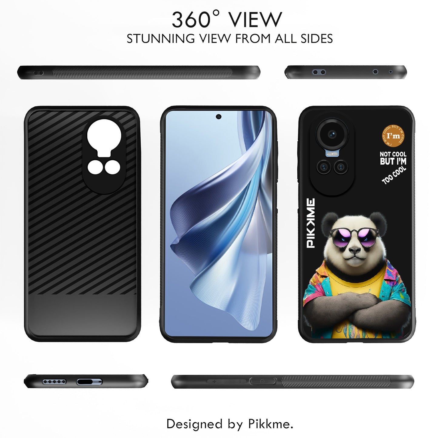 Pikkme Back Cover Pc Tpu + Printed Cool Funky Stylish Black Panda Swag Raised Edges Camera Protection |Bumper Case For Oppo Reno 10 5G (Design 05)