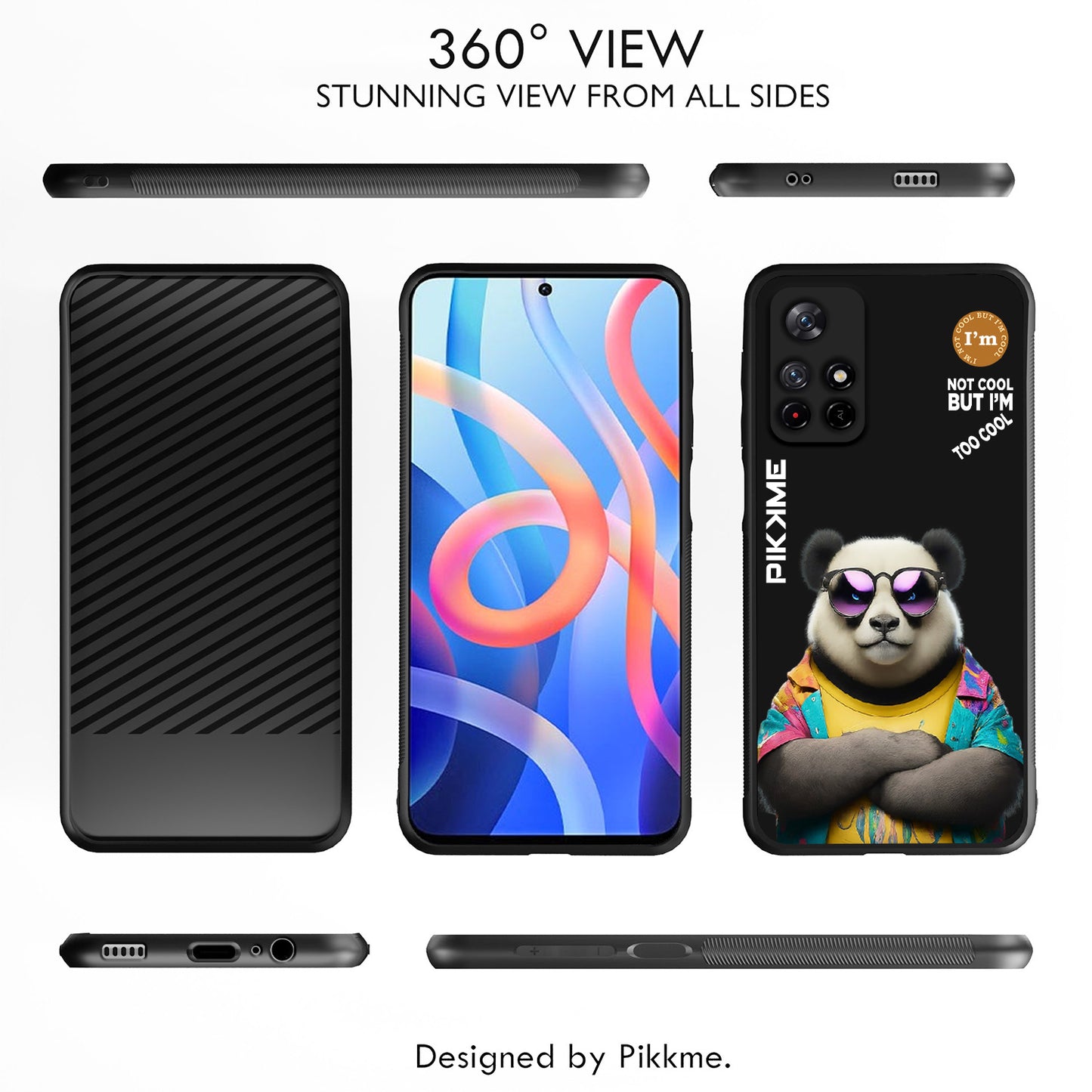 Pikkme Back Cover Pc Tpu + Printed Cool Funky Stylish Black Panda Swag Raised Edges Camera Protection |Bumper Case For Redmi Note 11T (Design 05)