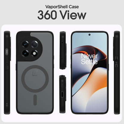 Pikkme OnePlus 11R 5G Eagle 2 Mag-Safe Smoke Shockproof Hard Transparent Back Cover (Black)