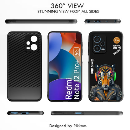 Pikkme Back Cover Pc Tpu + Printed Cool Funky Stylish Black Tiger Swag Raised Edges Camera Protection |Bumper Case For Redmi Note 12 Pro Plus (Design 06)