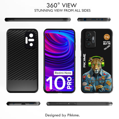 Pikkme Back Cover Pc Tpu + Printed Cool Funky Stylish Black Leopard Swag Raised Edges Camera Protection |Bumper Case For Redmi Note 10 Pro (Design 03)