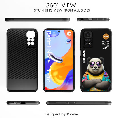 Pikkme Back Cover Pc Tpu + Printed Cool Funky Stylish Black Panda Swag Raised Edges Camera Protection |Bumper Case For Redmi Note 11 Pro (Design 05)