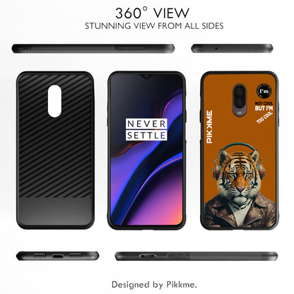 Pikkme Back Cover Pc Tpu + Printed Cool Funky Stylish Brown Tiger Swag Raised Edges Camera Protection |Bumper Case For OnePlus 6T (Design 09)