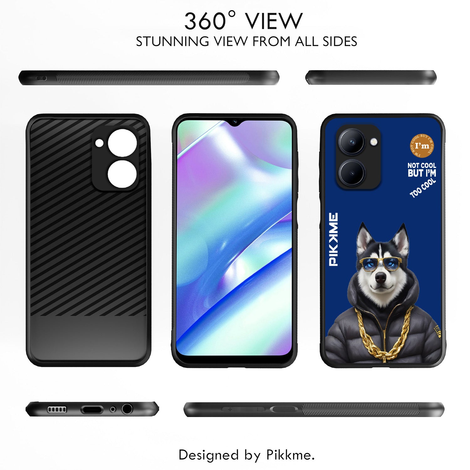 Pikkme Back Cover Pc Tpu + Printed Cool Funky Stylish Blue Dog Swag Raised Edges Camera Protection |Bumper Case For Realme C33 (Design 08)