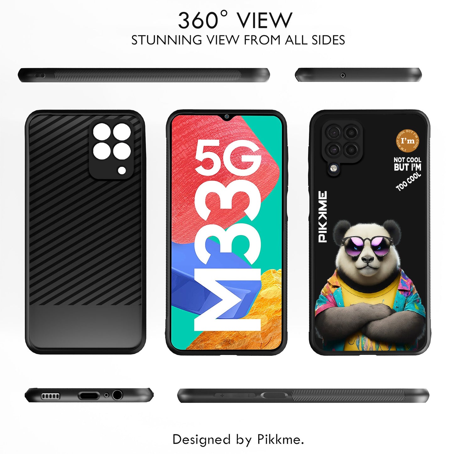 Pikkme Back Cover Pc Tpu + Printed Cool Funky Stylish Black Panda Swag Raised Edges Camera Protection |Bumper Case For Samsung Galaxy M32 4G (Design 05)