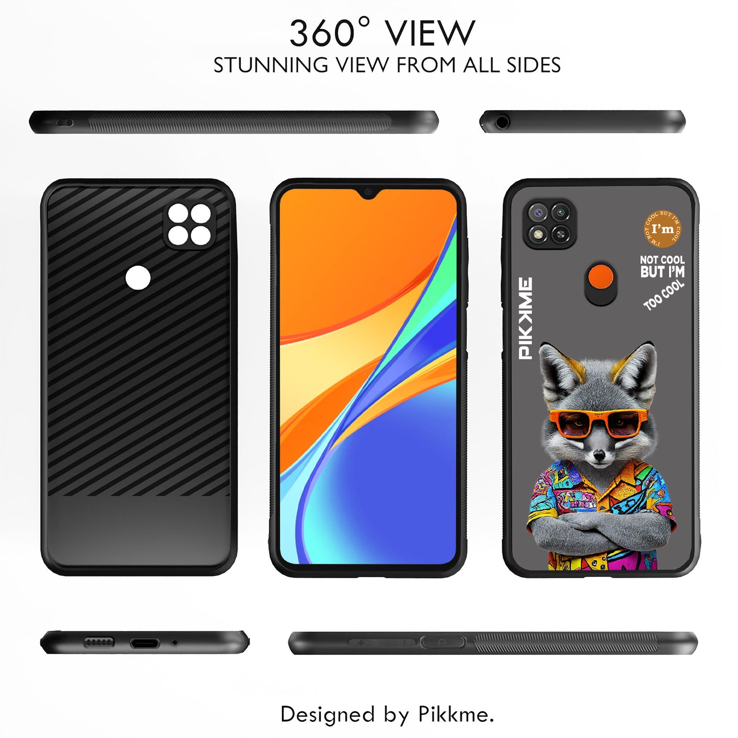 Pikkme Back Cover Pc Tpu + Printed Cool Funky Stylish Grey Wolf Swag Raised Edges Camera Protection |Bumper Case For Redmi 9 (Design 01)