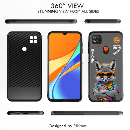 Pikkme Back Cover Pc Tpu + Printed Cool Funky Stylish Grey Wolf Swag Raised Edges Camera Protection |Bumper Case For Redmi 9 (Design 01)