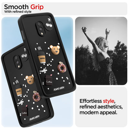 Pikkme One Plus 7 Cute Fun Cartoon 3D Bear Coffee Back Cover (Black)