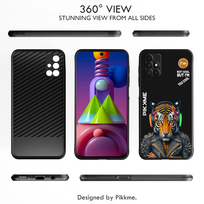 Pikkme Back Cover Pc Tpu + Printed Cool Funky Stylish Black Tiger Swag Raised Edges Camera Protection |Bumper Case For Samsung Galaxy M31s (Design 06)